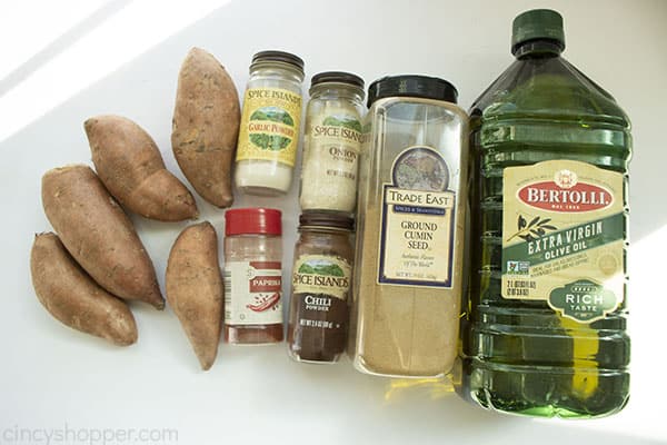 Ingredients to make roasted sweet potatoes