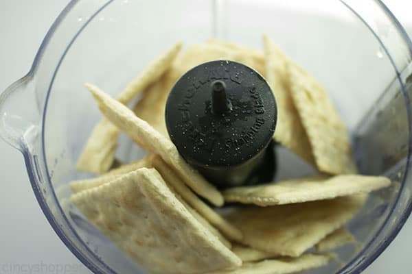 Saltine crackers in a food processor.