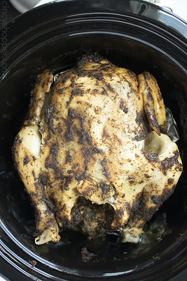 Rotisserie Chicken in a black Crock-Pot