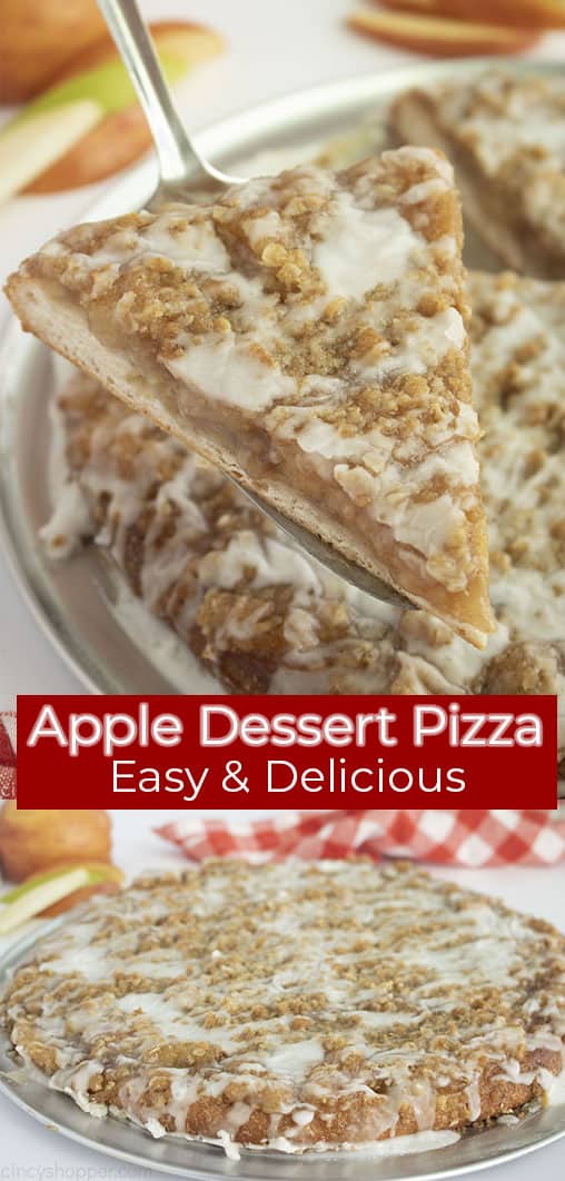 Long Pin collage with red banner text Apple Dessert Pizza Easy & Delicious