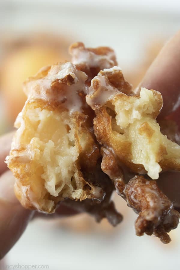in close apple fritter busted open