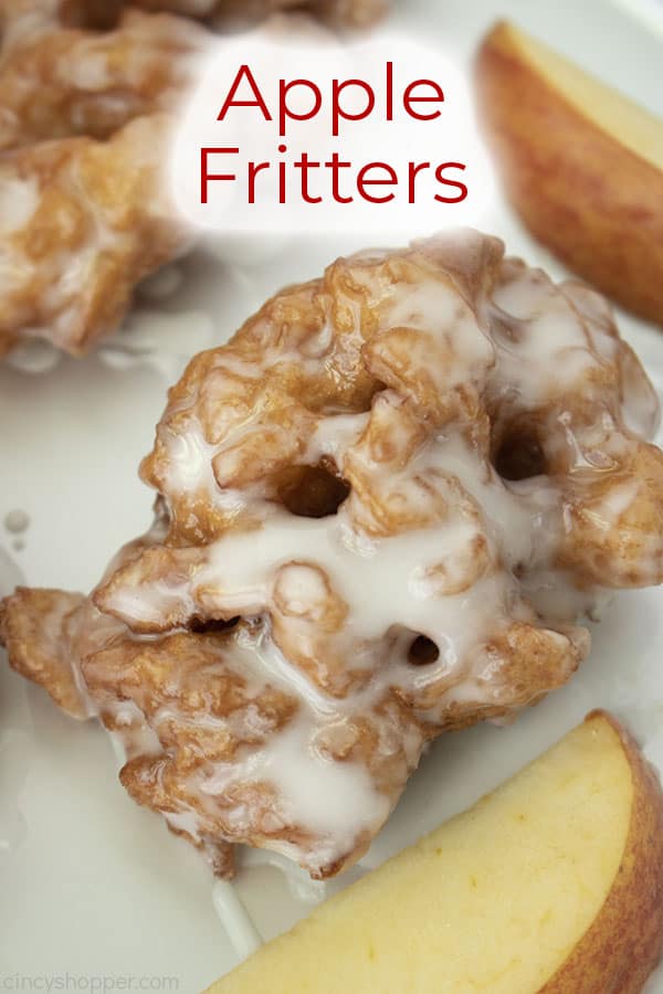 Text on image Apple Fritters with apple slices