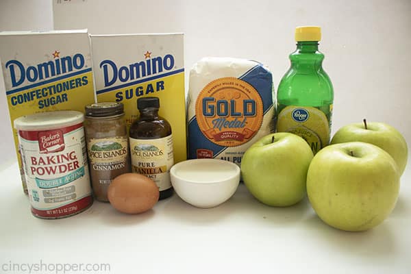 Ingredients for fried apple donut fritters