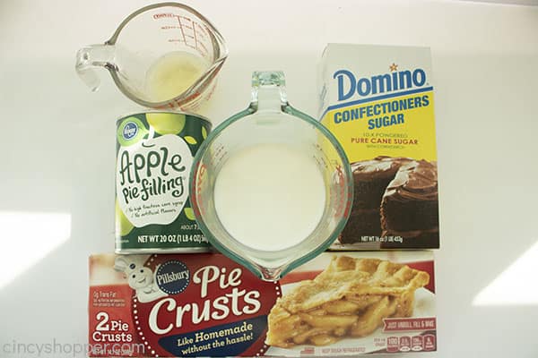 Ingredients for hand pies on a white background