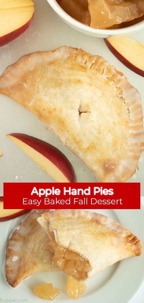 Long pin text on image Apple Hand Pies Easy Baked Fall Dessert