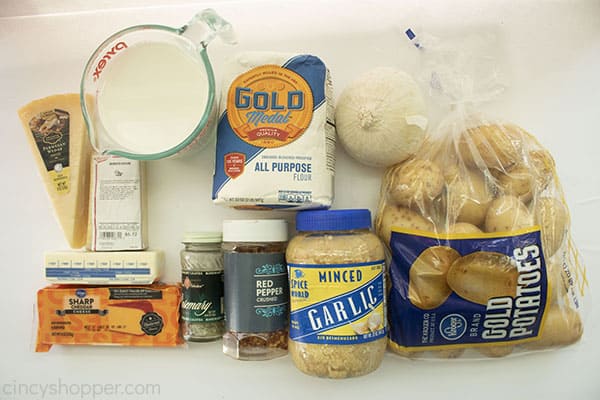 Ingredients to make potato casserole.