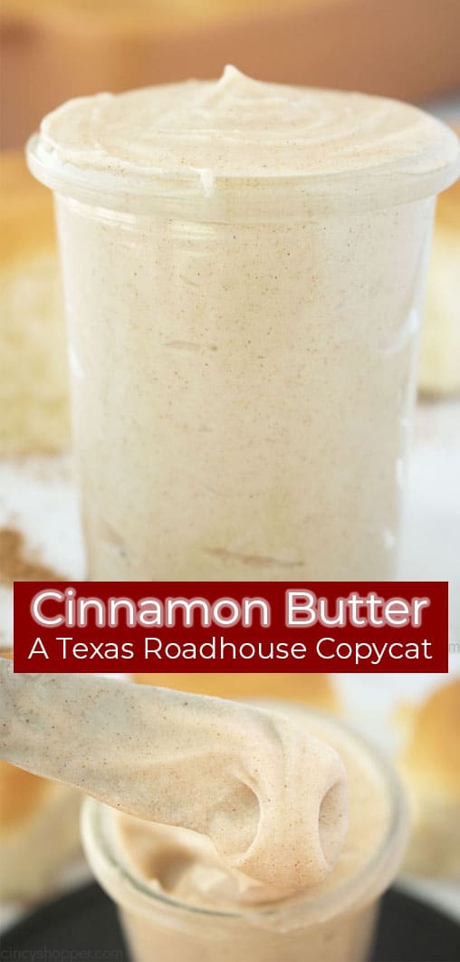 Long Pin collage with red banner text Cinnamon Butter A Texas Roadhouse CopyCat