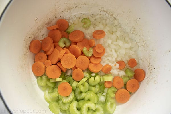 Vegetables added to white pot