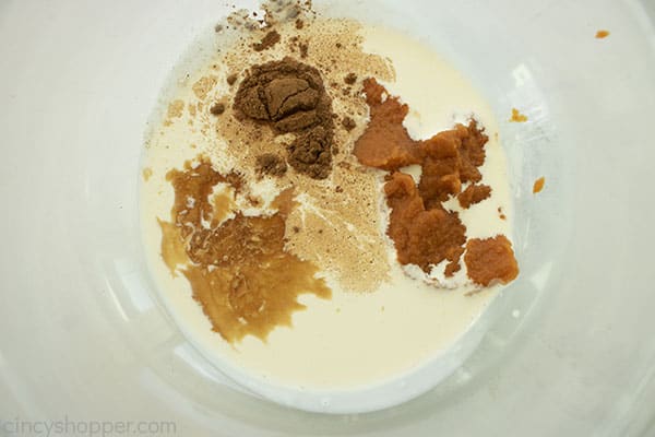 Pumpkin Spice Creamer ingredients in a clear bowl