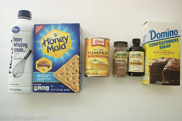 Overhead image of all the ingredients for the Pumpkin Icebox Cake