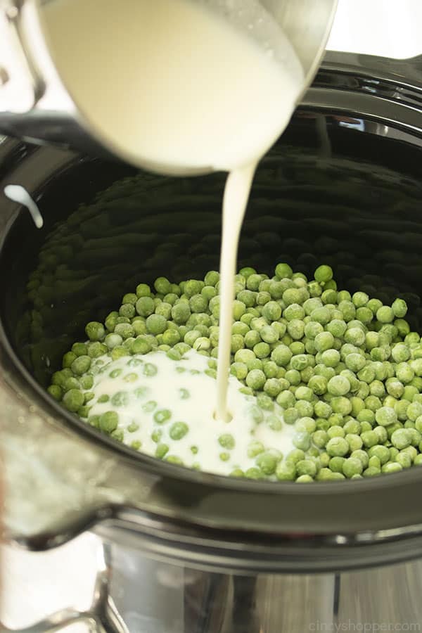 Adding cream sauce to peas in CrockPot