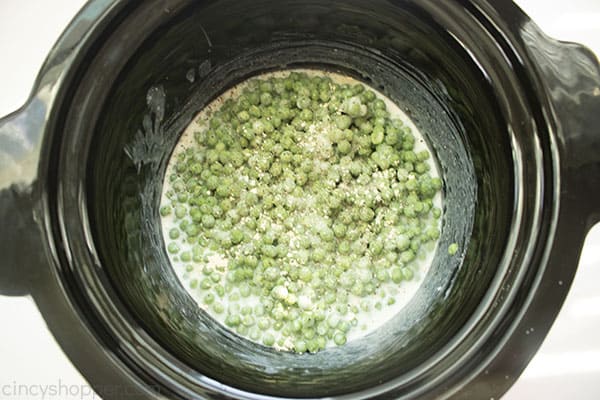 Frozen peas in slow cooker before cooking