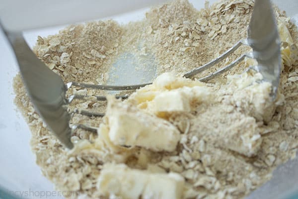 Butter added to oat topping for crisp