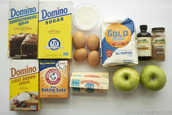 Ingredients for apple cake.