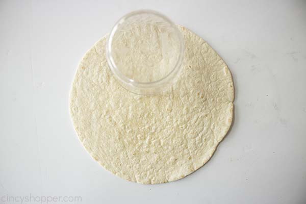 Glass to cut flour tortilla round