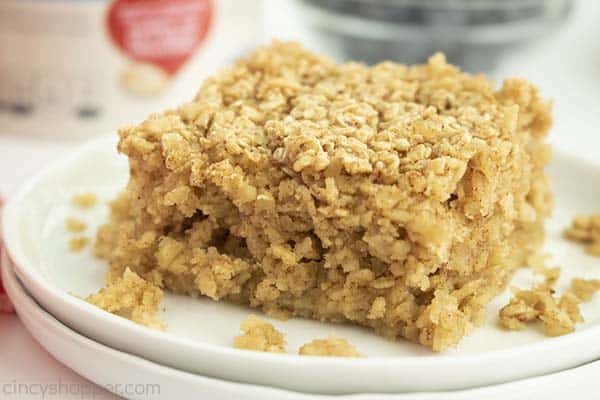 Piece of baked oatmeal on a plate