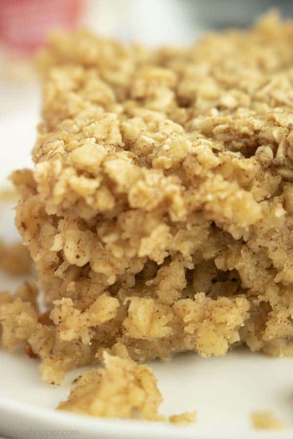 Closeup of baked oatmeal on a plate