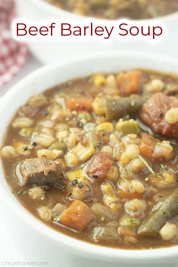Text on image Beef Barley Soup