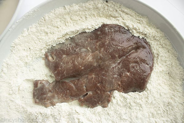 Beef liver in flour mixture.