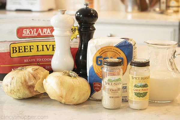 Ingredients for Beef Liver and Onions.