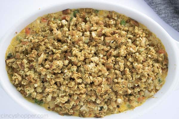 Stuffing added to the top of casserole