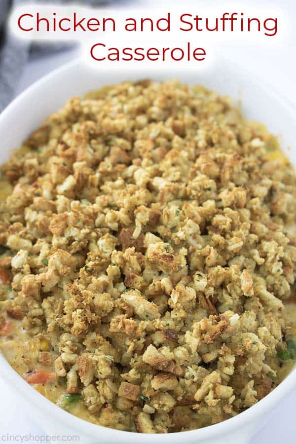 Text on image Chicken and Stuffing Casserole
