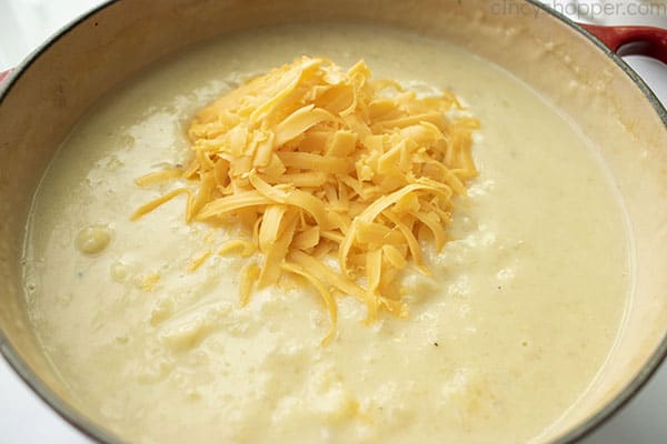 Cheese added to soup