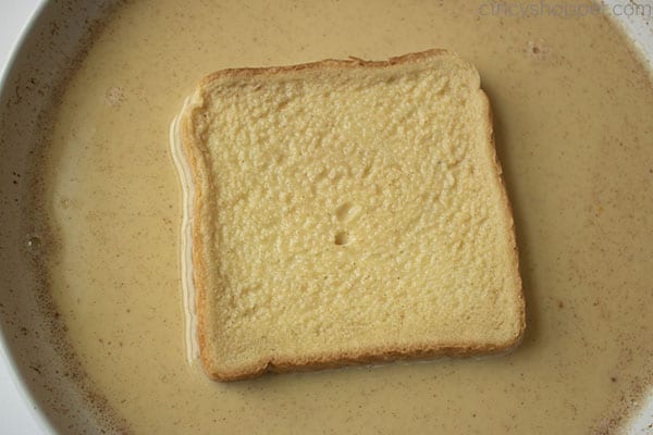 Texas Toast in egg mixture