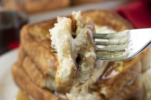 Fork with closeup of French Toast