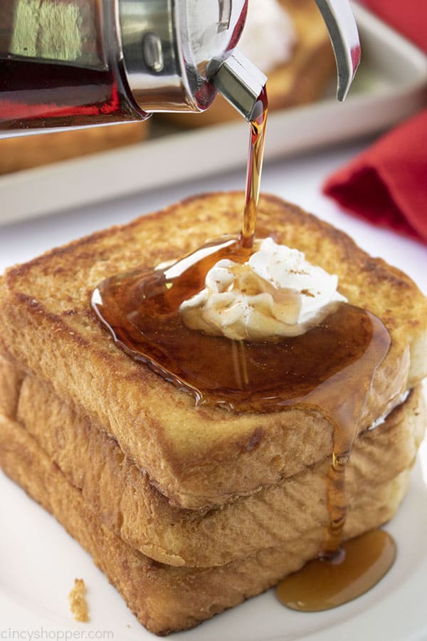 Syrup pouring on French Toast