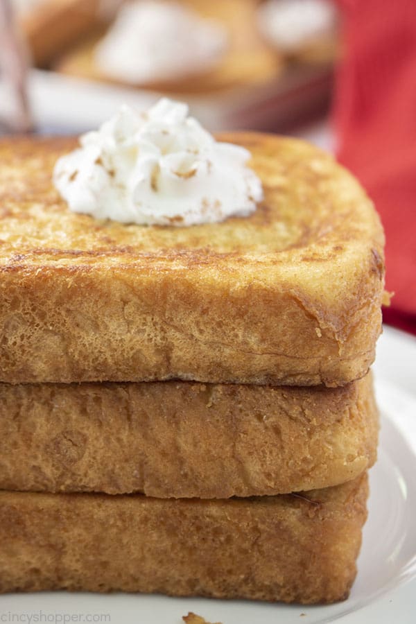 Closeup of stacked breakfast French Toat