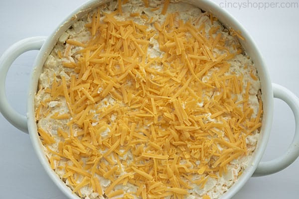 Cheese on top of potato casserole