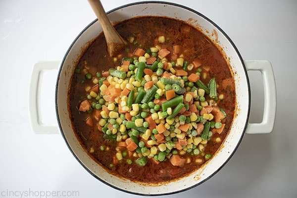 Veggies added to pot