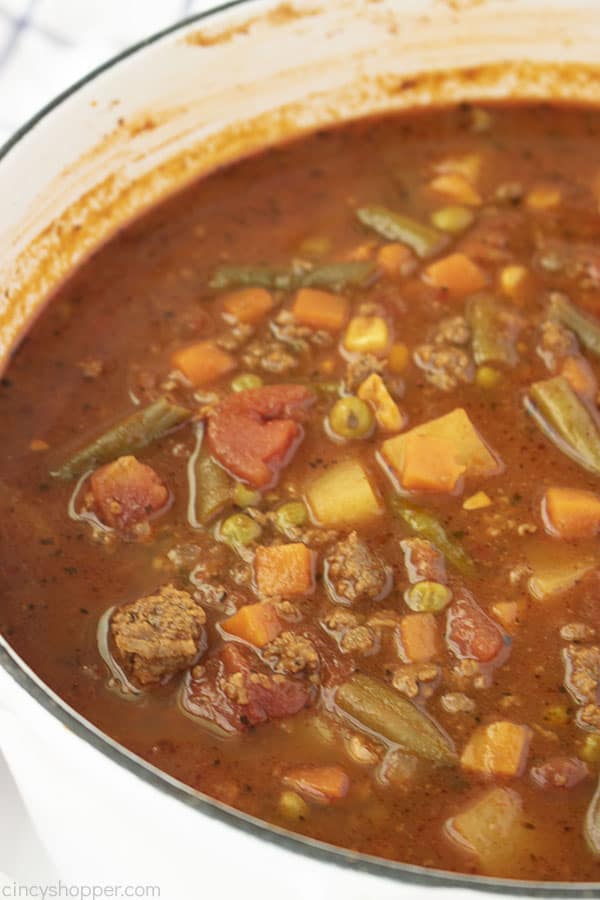 Hamburger Soup in a Dutch oven