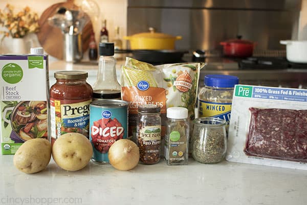 Ingredients for ground beef soup