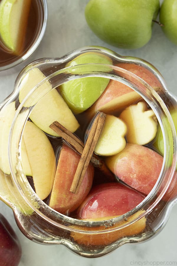 Homemade Apple Cider with fruit on top