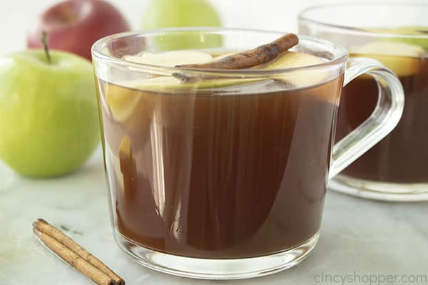 Glass of fresh warm apple cider