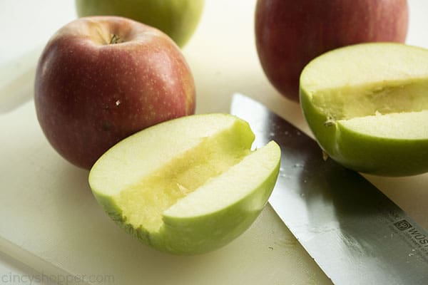 Apples on a cutting board