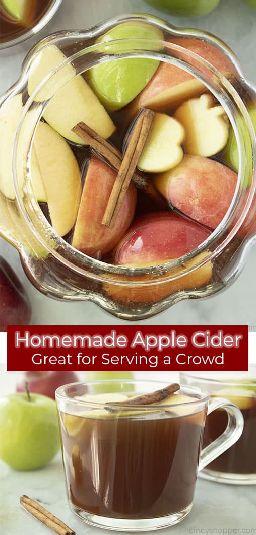 Long Pin collage with text Homemade Apple Cider Great for serving a Crowd