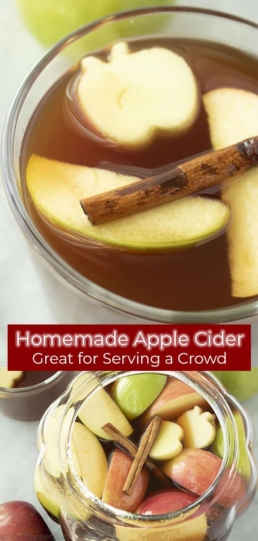 Long Pin collage with text Homemade Apple Cider Great for serving a Crowd