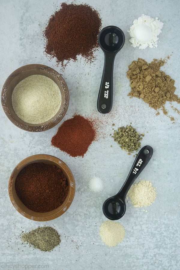 Homemade Taco Season ingredients on a gray board