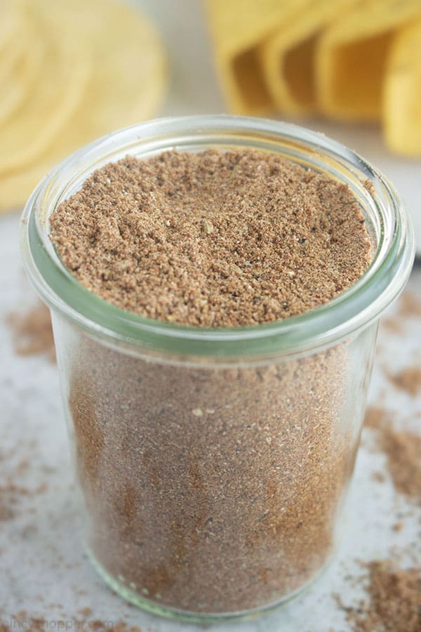 DIY Taco Seasoning in a clear jar