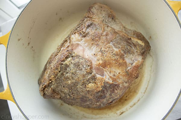 Seared pot roast in a Dutch Oven