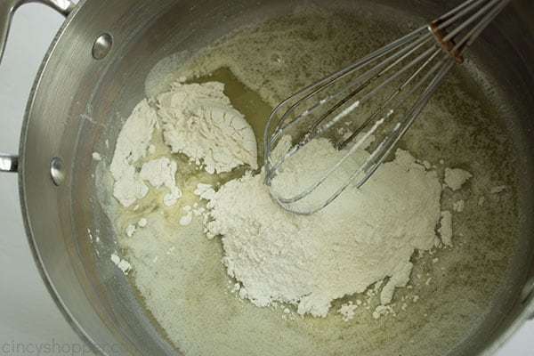 Flour added to melted butter