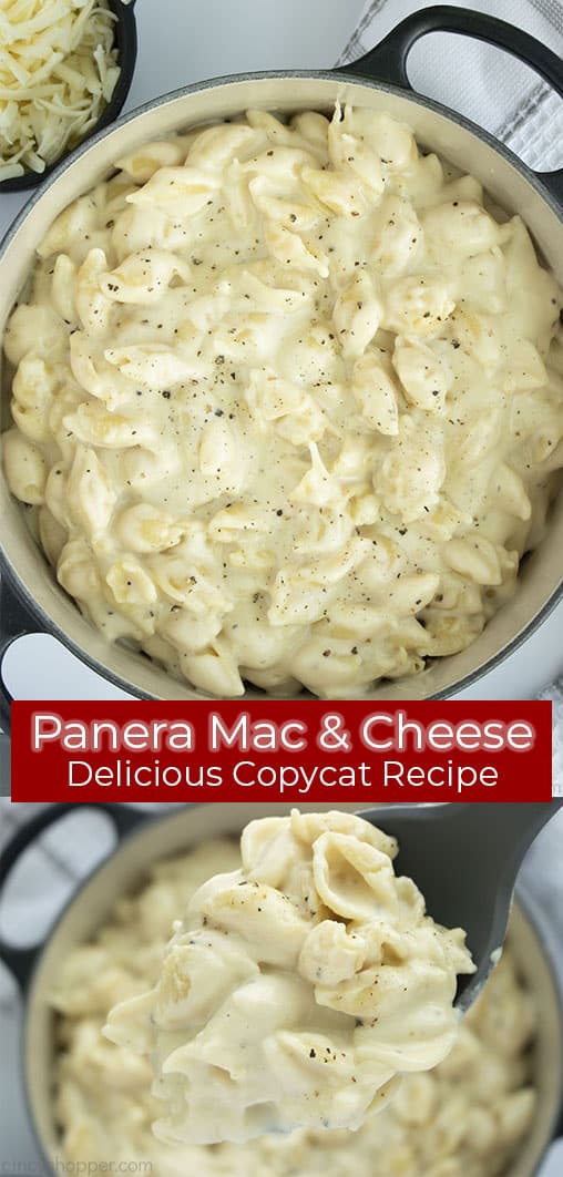 Long pin collage with text banner Panera Mac and Cheese Delicious CopyCat Recipe