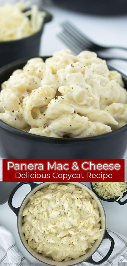 Long pin collage with text banner Panera Mac and Cheese Delicious CopyCat Recipe