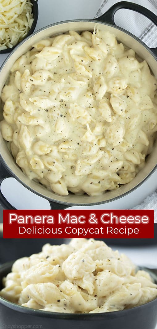 Long pin collage with text banner Panera Mac and Cheese Delicious CopyCat Recipe