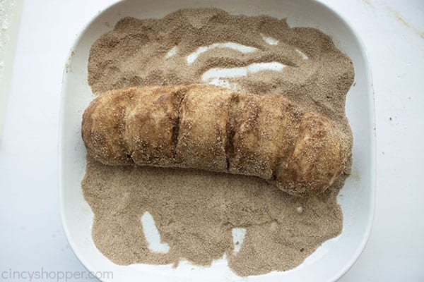 Cinnamon sugar coated on bread loaf