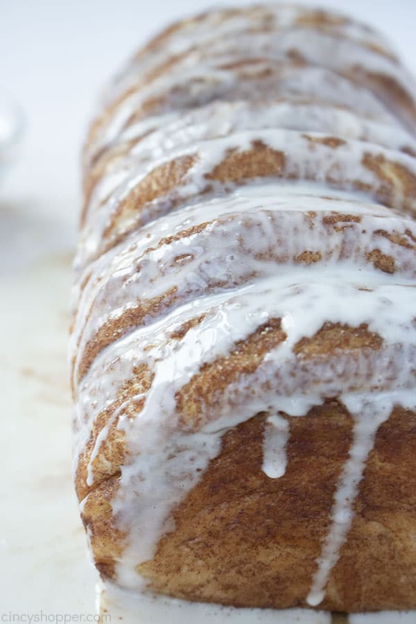 Glaze on Cinnamon Pull Apart Bread