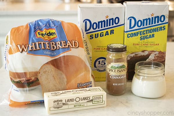 Ingredients for easy cinnamon bread